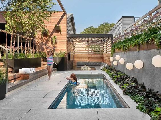 Children soaking at their plunge pool