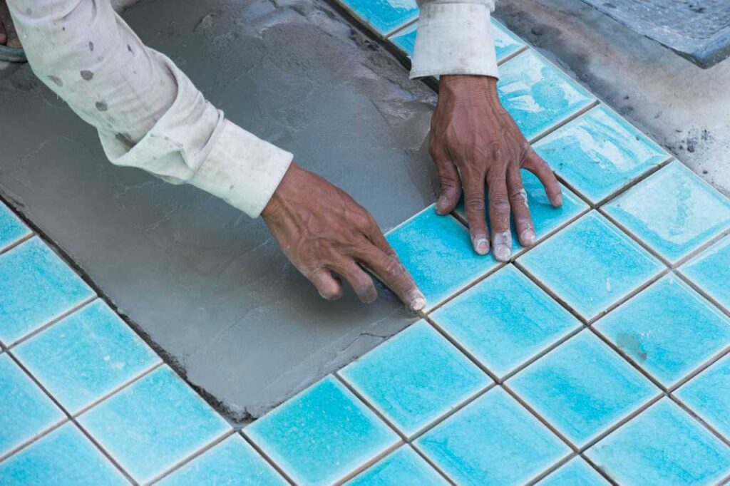 Fibreglass plunge pool coping and tiling